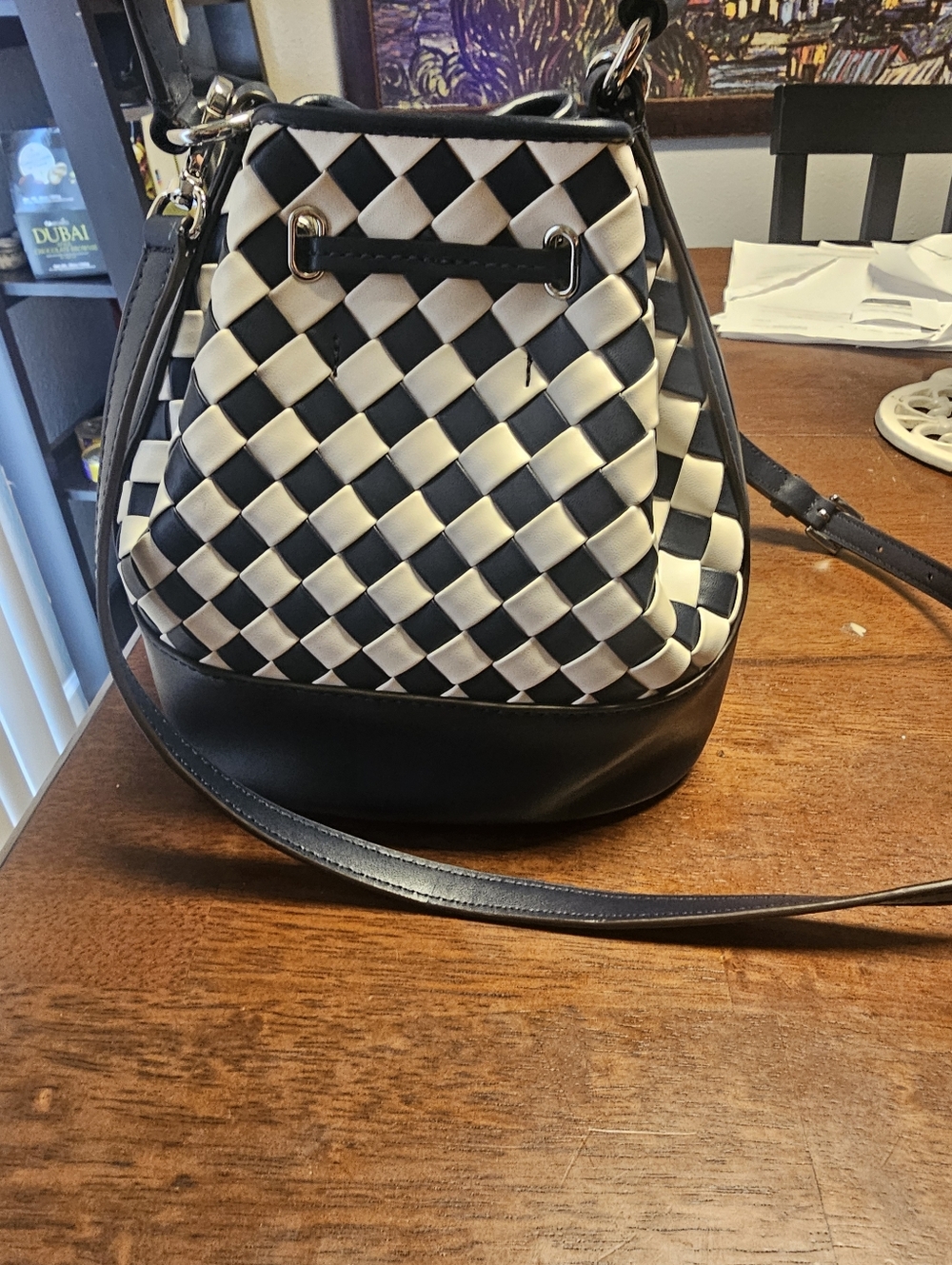 NWOT Michael Kors Blue and White Checkered Bucket Bag - Picture 9 of 9